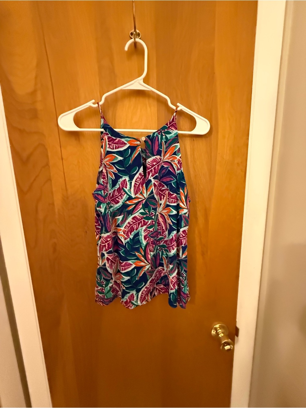 Verse Tropical Leaf Print Sleeveless Tank Top - Teal & Pink #stitchfix